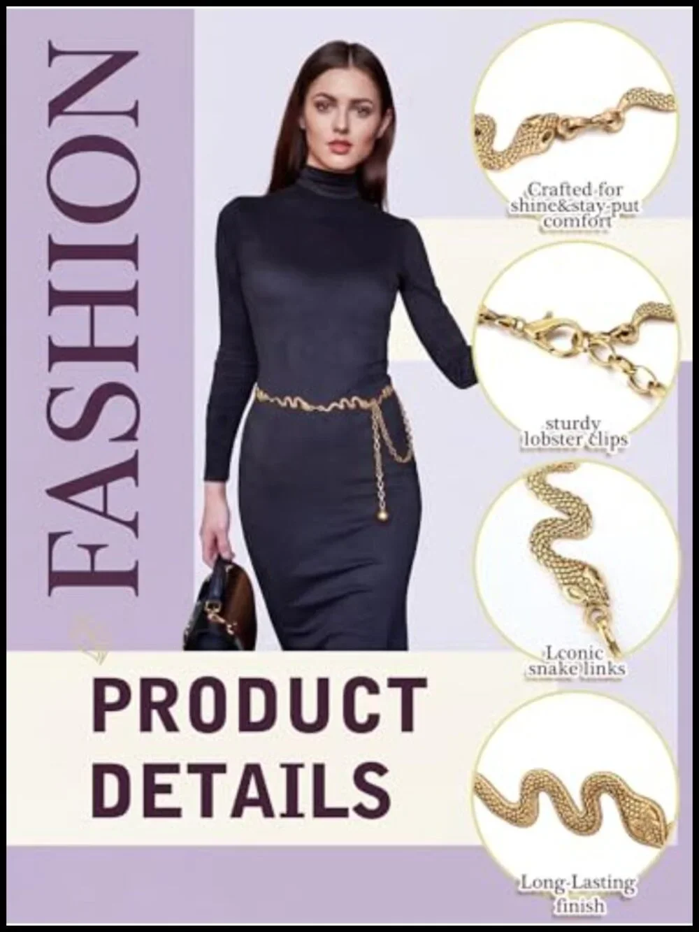 6 Pack Multi Layer Gold Silver Waist Chain Belt Women Body Chain Belt for Jeans